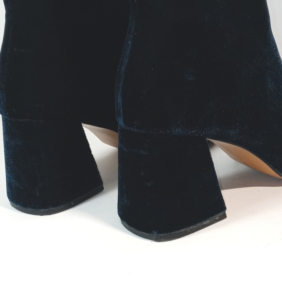 Zara Velvet Chunky Heel Ankle Boots - Picture 13 of 16